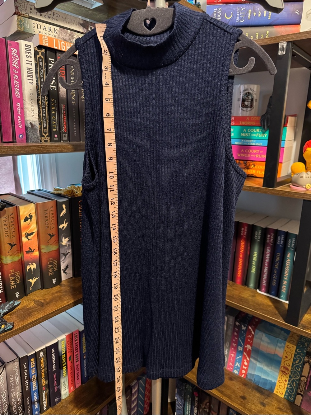 New York & Company Navy Ribbed Sleeveless Turtleneck